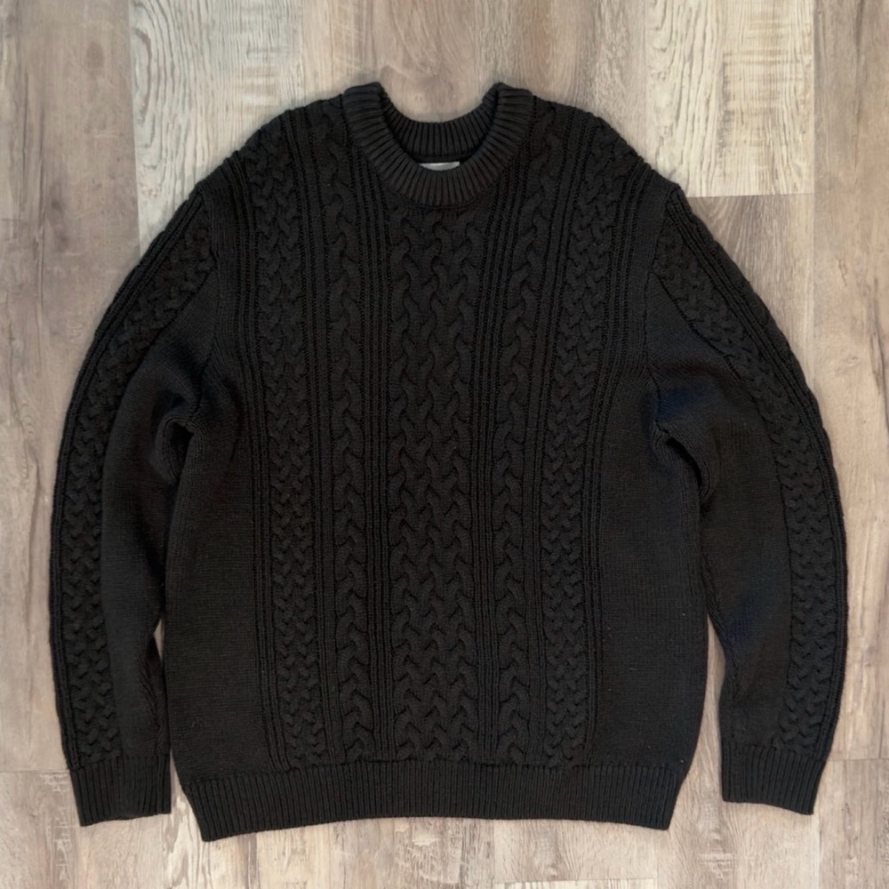 H&M Black Cable Knit Crewneck Sweater